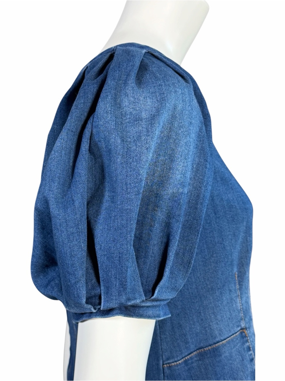 Habitual Girls Denim Mini Dress Puff Sleeve A-Line Stretch Blue Size 16 - Picture 6 of 11